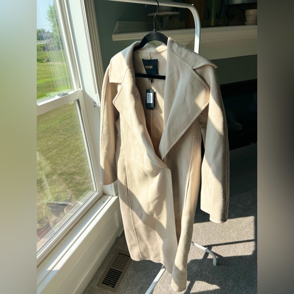 Maje creme wool trench coat